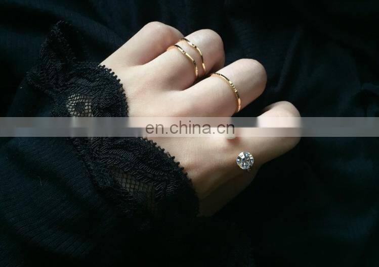 4PCS/Set Gold plated Minimalist Pearl Diamond Mix Design For Women Knuckle Ring Set