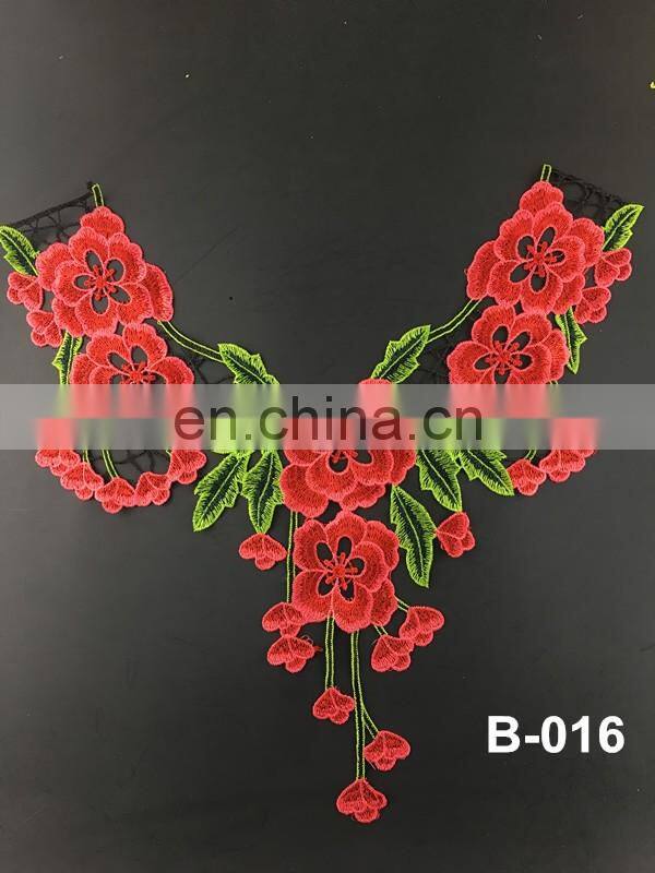 B-014 bridal front piece collars sewing on neckline lace applique for garment lace applique embroidery designs