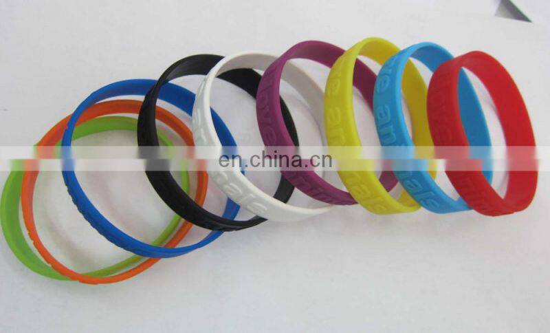 OEM silicone bracelet, high quality ink filled silicone bracelet with different colors, ECO friendly silicone wristband