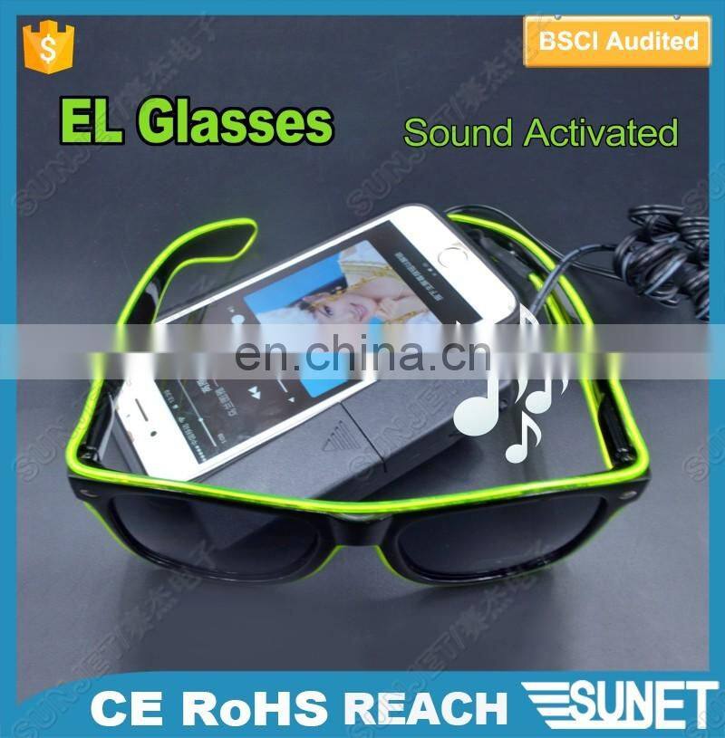 Halloween parade custom logo glow party LED EL wire glasses sunglasses