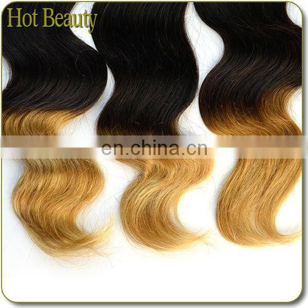 Hot beauty New Two Omber Body weaving Human Virgin Peruvian Hair Wave extension with Wholesale price