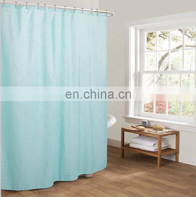 Fashion design logo printed waterproof portable custom polyester shower curtain
