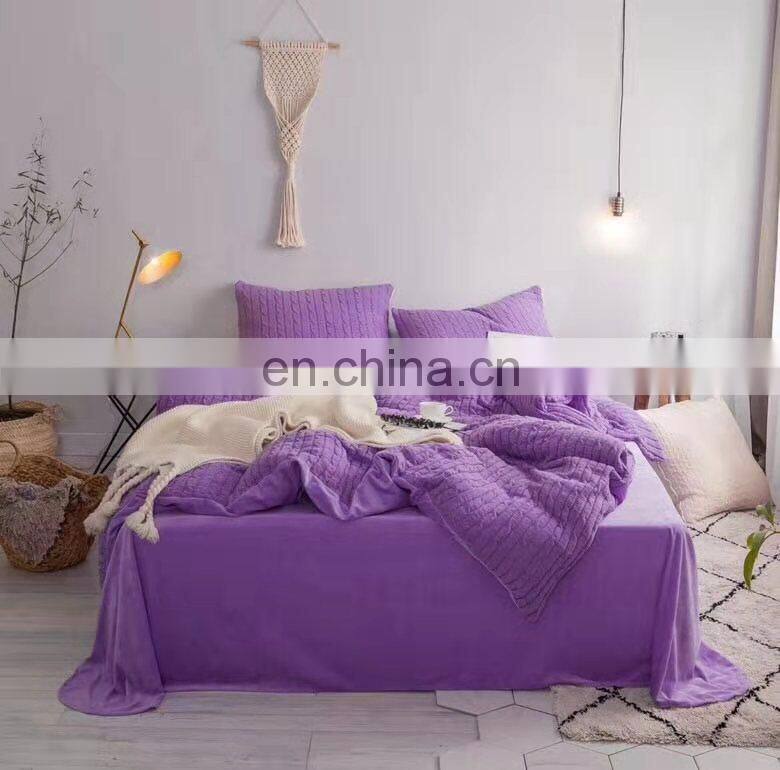 Decorative Warm Knitted Chenille Comforter Bedding Sheet Set