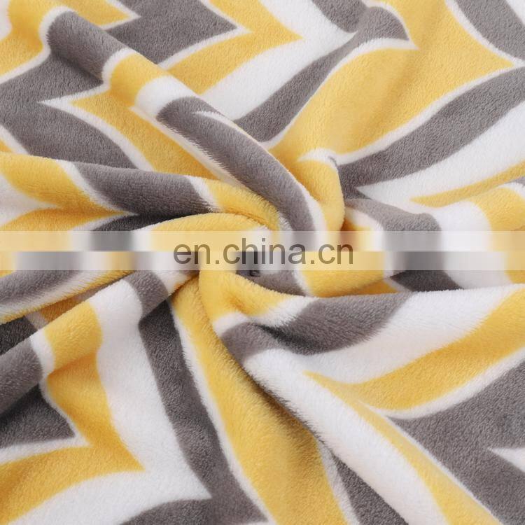 High quality national style three color stripe printing custom flannel throw blanket with pearls tassels