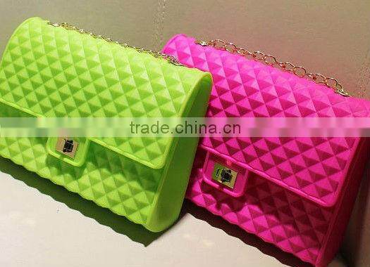 2013 new beautiful long chain silicone shoulder bag,ladies' handbag
