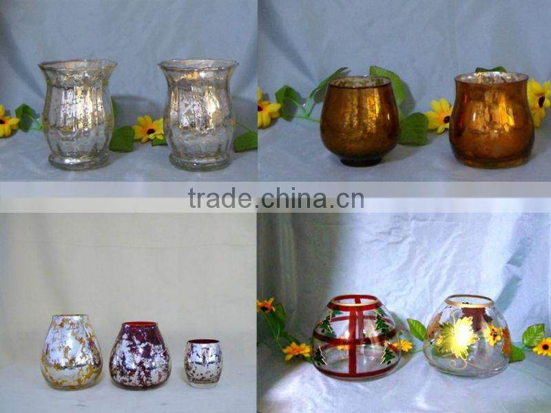 antique silver colored glass candle holder
