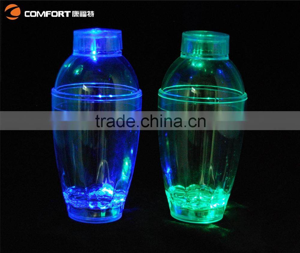 clear luminous plastic 750ml colorful cocktail shaker