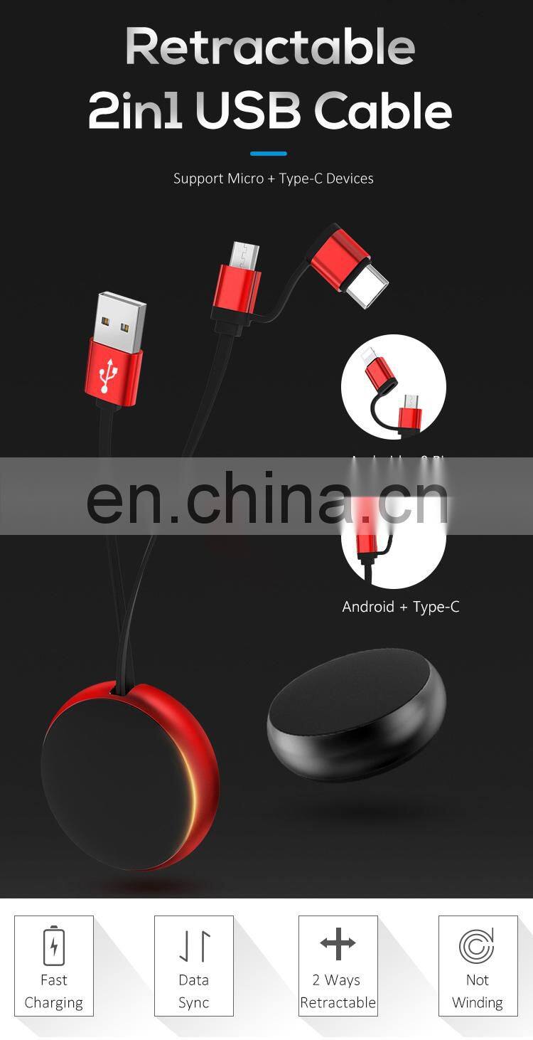 New 2 In 1 Retractable Mobile Phone Data Multi USB Cable
