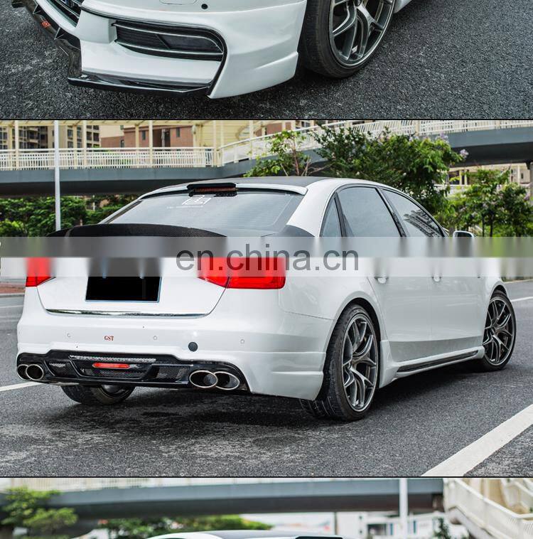 Runde ABS Material Car Modification Sport Style Front Rear Lip Side Skirt Spoiler Exhaust Suitable For 2013-2016 Audi A4L Body Kit