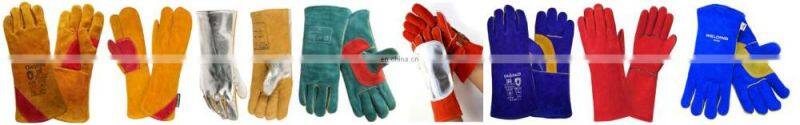 16 inch full Lined Long Dark Green cow split leather glove welding