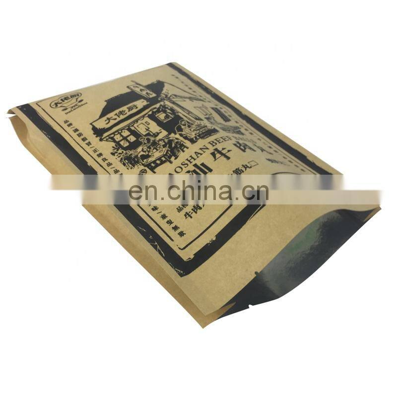 plain foil lined zipper stand up pouch food grade kraft paper bag with valve