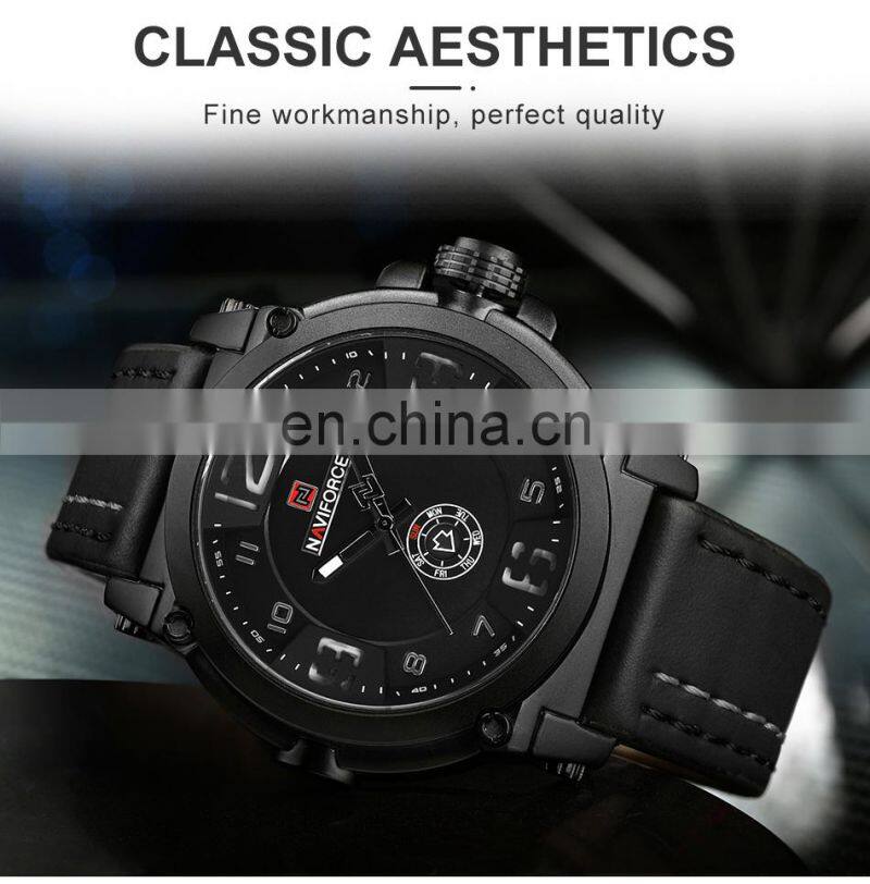 NAVIFORCE 9099 High Quality Japanese Quartz Movement Premium Watches Leather Auto Date Luminous Naviforce Watch Men Logo Watches