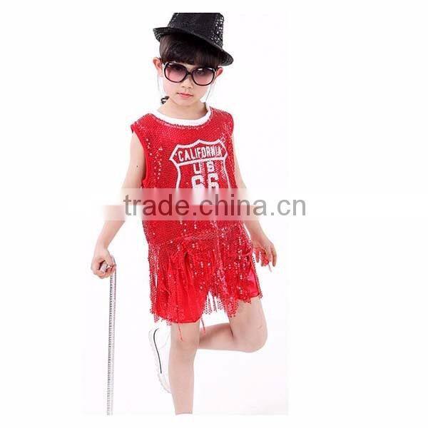 2016 new arrival Children's costumes jazz dance performance school girl dance dress costumes santa dance girls costume