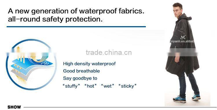 YANLI unisex durable 100%waterproof adult poncho raincoat