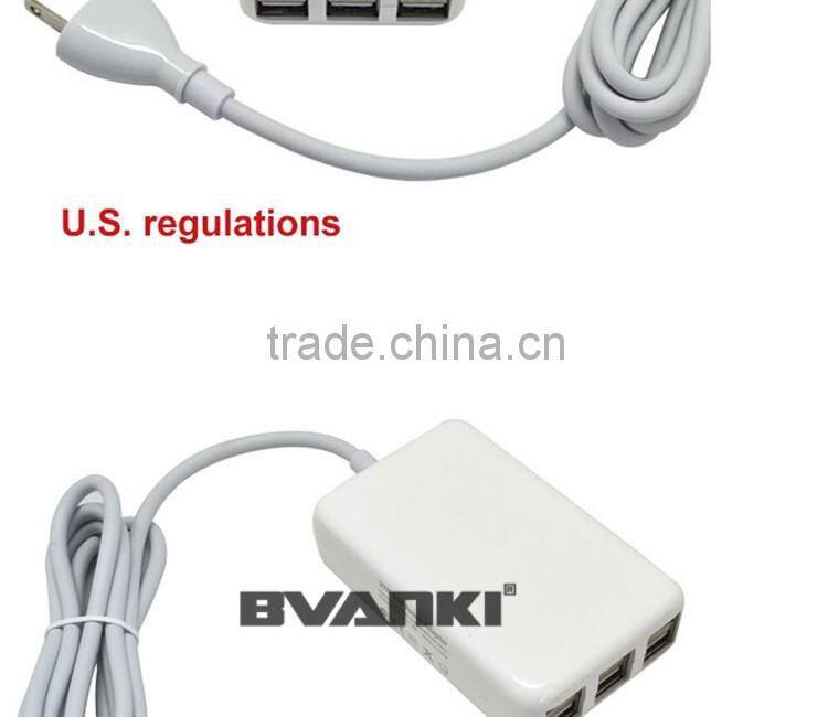 2016 New Factory price Multi-Function 5V 6A output wall USB charger 6 ports USB charger EU/US/UK plug available