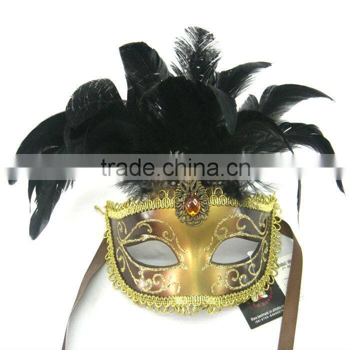 Hand Painted Mask For Easter With Feather Rhinestone Handmade