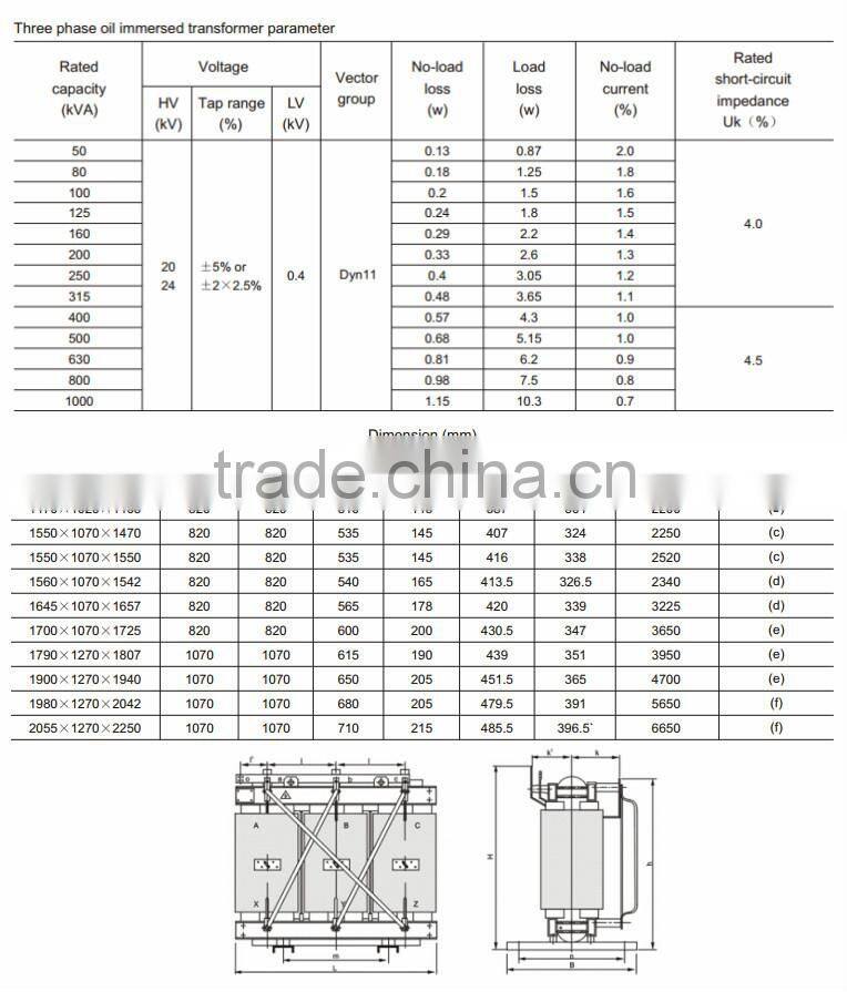 24kv Oil Immersed Distribution power Transformer electric transformer