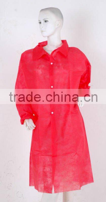 Disposable PP Lab coat S M L XL 2XL 3XL 4XL 5XL non woven single use with 4 snaps red yellow blue white