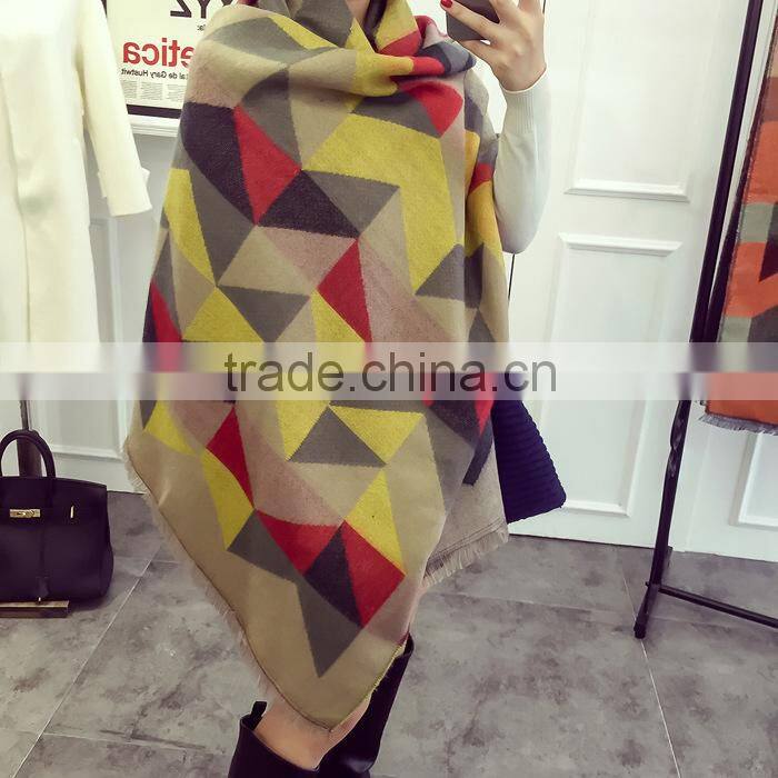 New Winter Warm Geometry Pattern Fashion Ladies Pashmina Shawl Wool Scarf
