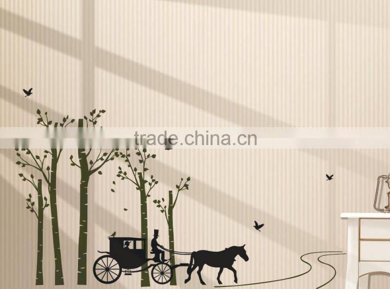 Black Trees Birds Carriage Wall Decal Home Sticker Paper Removable Living Room Bedroom Art Picture DIY Mural