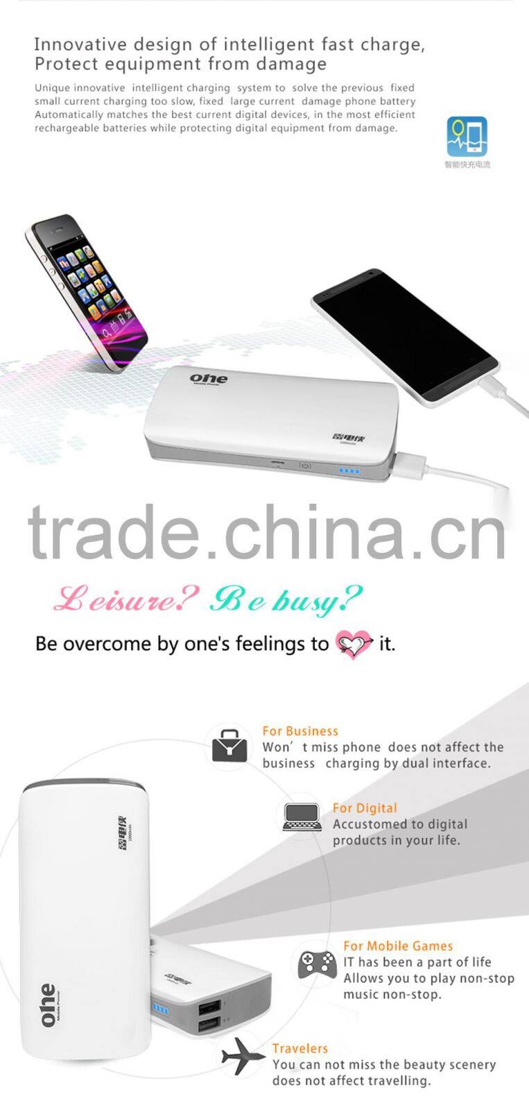 Universal 10000mah Backup External Battery Usb Power Bank Charger for Cell Phone 4s 5s