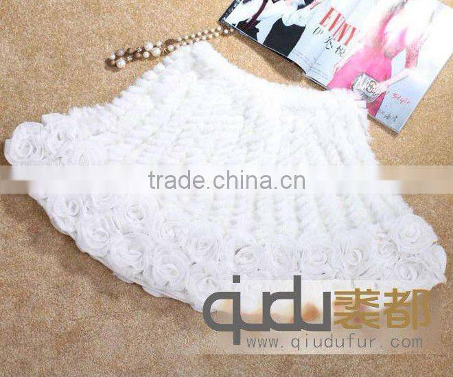 QD5933 gentlewomanly 100% Real Rabbit Fur Poncho QIUDU FUR