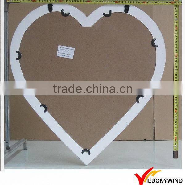 Wooden White Handicraft Heart Shaped Wall Mirror
