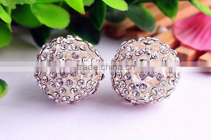 AAA Quality 20mm large fashion alloy rhinestone ball crystal bubblegum loose charm beads for DIY jewelry making!!