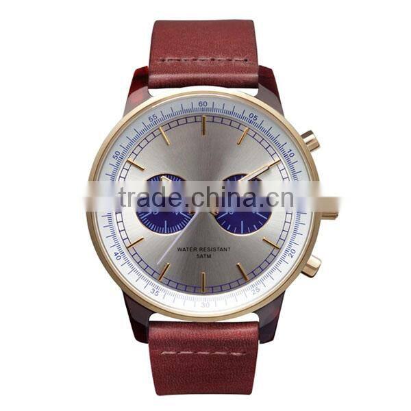 Hot design genuine leather quartz italian design watches