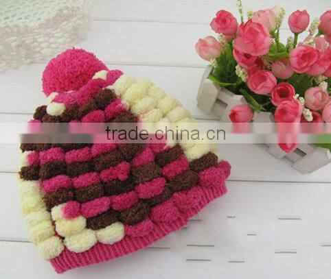 Hat Fashion ladder fancy yarn ball handknitting pom yarn