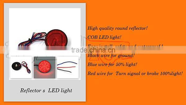 BJ-BL-002RR Round Red Lens Red LED Reflectors Brake Light for Universal Motorcycle ATV Scooter Bicycle