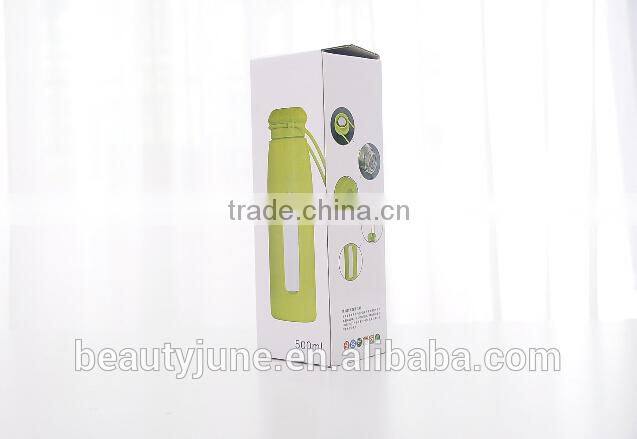 Portable 360ML 500ML new products sport Colorful Glass Water bottle + Soft Silicone Sleeve