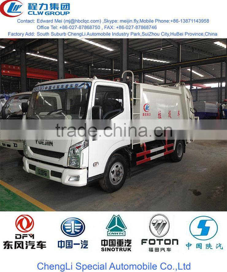 4 m3 Yuejin garbage truck,garbage compactor, 4 cbm Yuejin compactor garbage truck