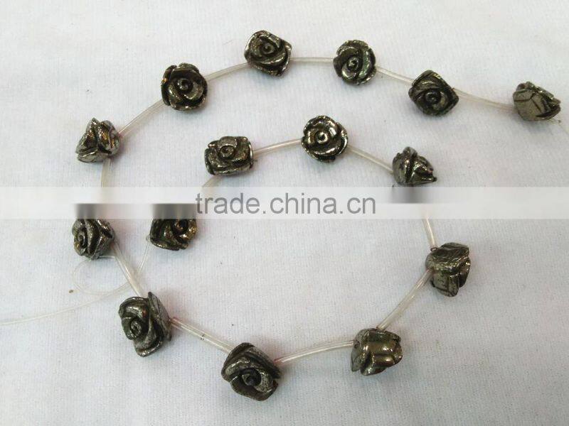 Competitive price of rose carving pyrite for necklace factory made