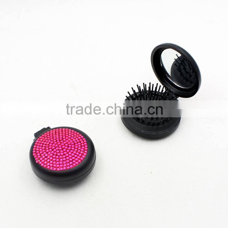 Custom Round Flexible Red Compact Folding Brush Mirror