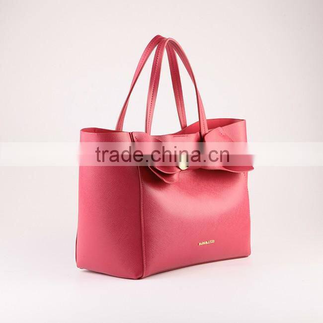 5072- 2016 new best selling knot decorative fuchsia color lady wholesale tote handbag designer hand bags