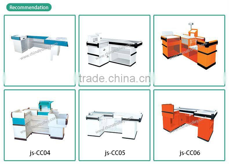 Supermarket store Stainless cash counter with conveyor belt