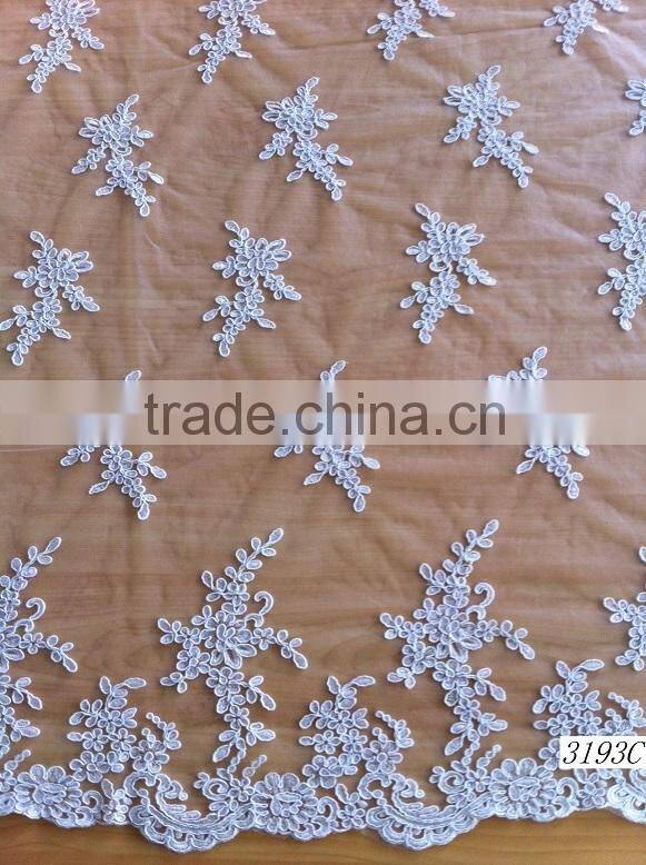 White top quality wedding embroidery lace fabric