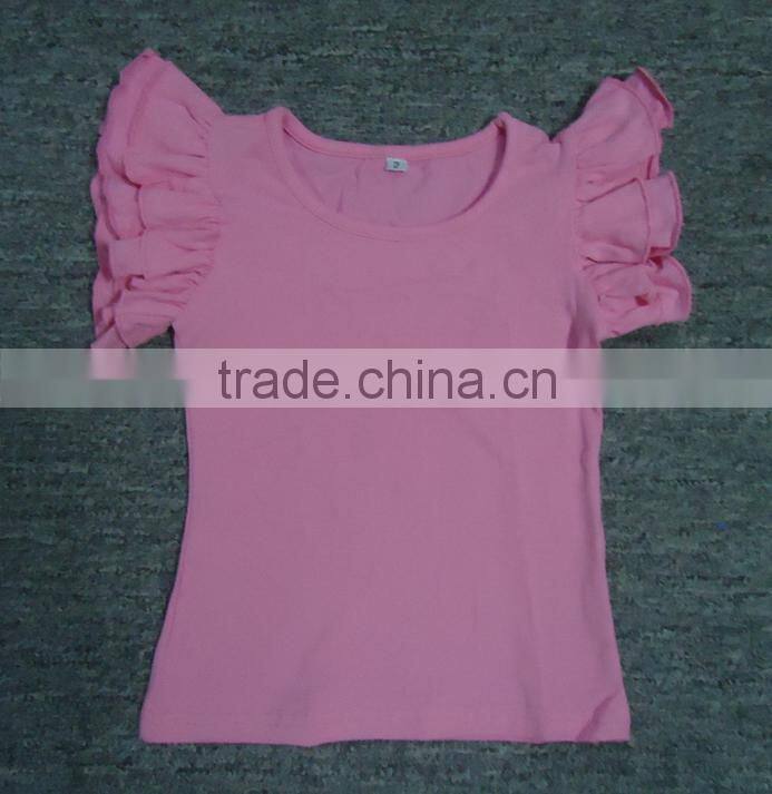 2015 hot sale kids double ruffled tank tops high quality girls ruffle shirts wholesale baby ruffle top