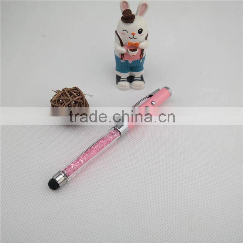 3 in 1 crystal laser pen, LED Pen with stylus ,touch pen for ipad