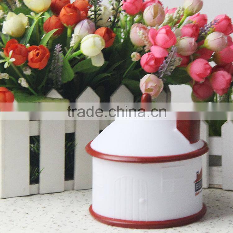 plastic pvc house shape coin bank with lock for kids