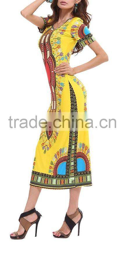 Oem service China supplier ladies dress/fashion design women dashiki dress/africa printed long dress