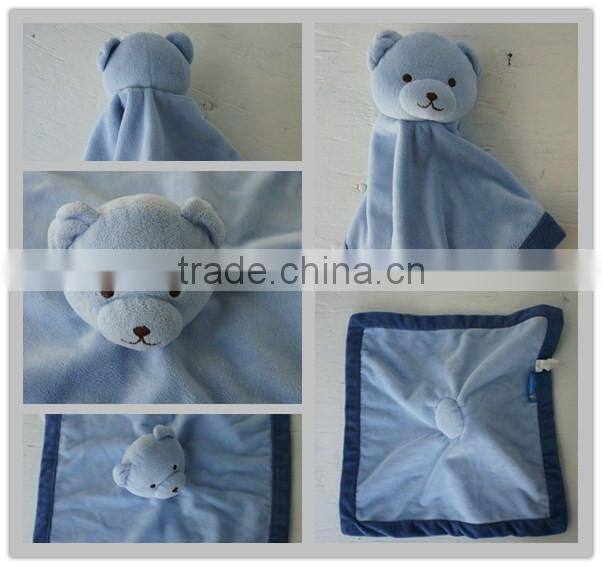cheap EN71 material blue animal teddy bear blanket baby