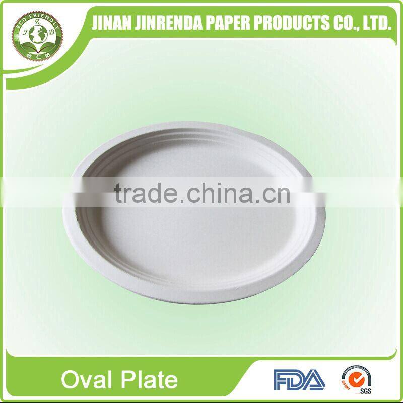 Disposable eco-friendly sugarcane composable 12.5" Oval Plates