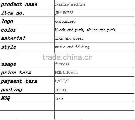 2015 new design fitness equipment motorized and music running machine folding treadmill