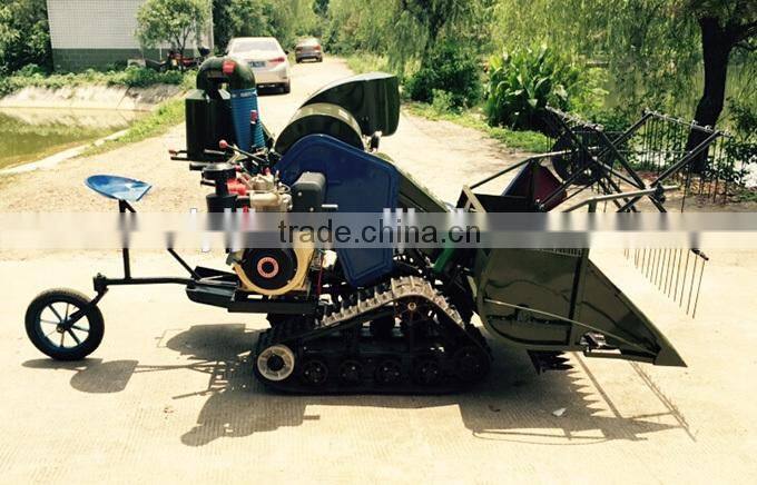 Full feed triangular crawler type mini combine harvester for paddy and dry field