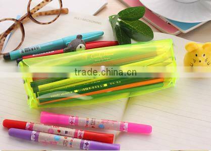 Candy colors TPU transparent pencil case with high quality