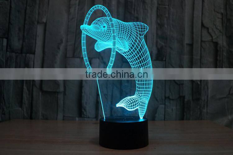 Lovely Dolphin 3D illusion Led Night Light Projection Baby Bedside Table Desk Lamp USB LED Electronic Gadget Decorative Lighting