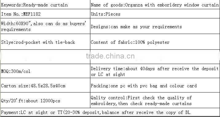 Curtain embrodiery design