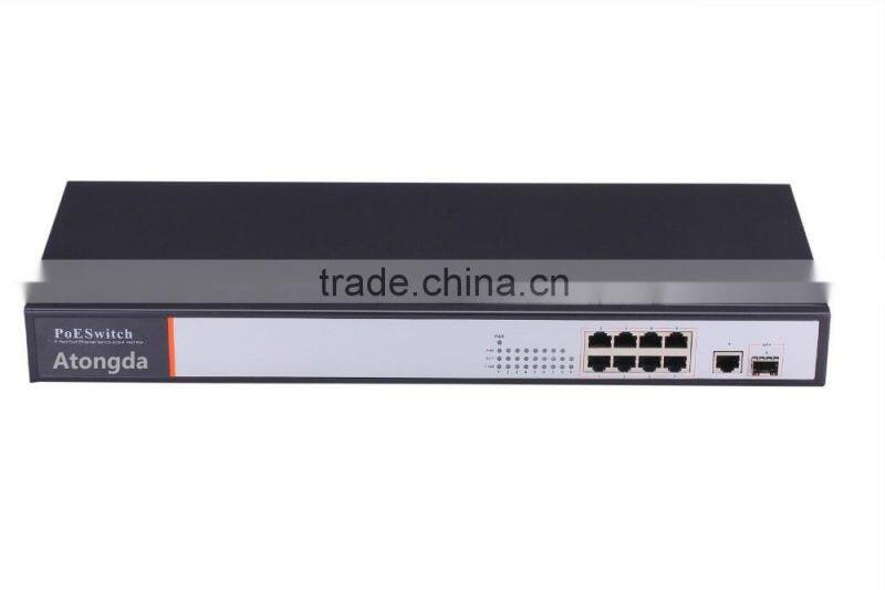 high quality 8 Port 100 Mbps Internal high Power 150W High Power PoE fiber optic Switch